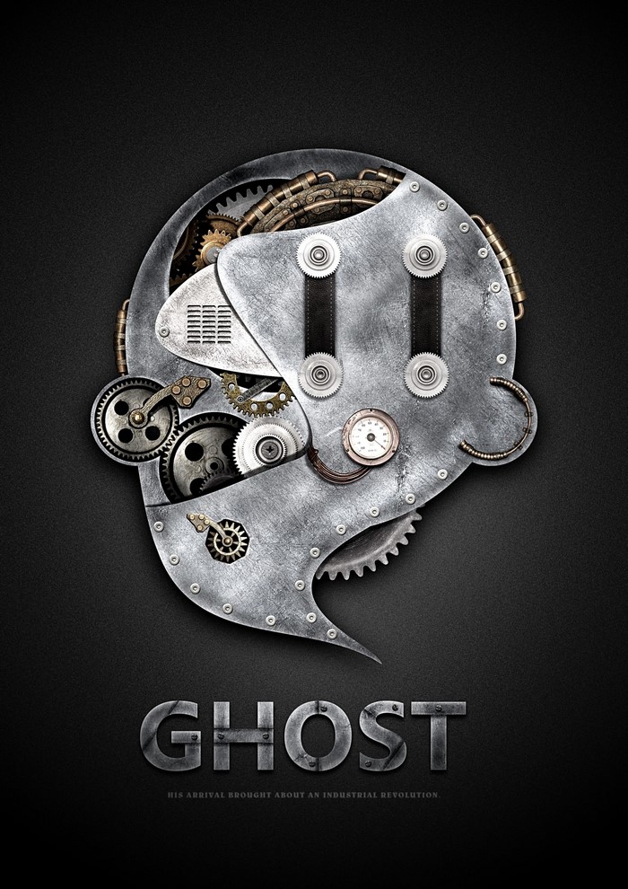Ghost movie poster with mechanical head
