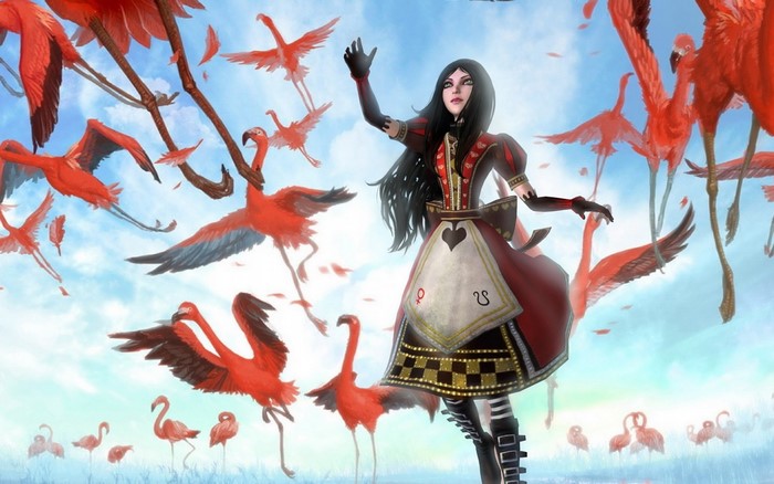 Alice from Alice: Madness Returns with Flamingos