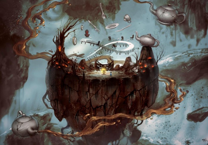 Alice from Alice: Madness Returns on a floating island