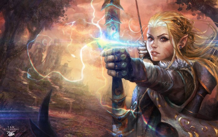 Fantasy Archer with Lightning Bow by Yan Kyohara