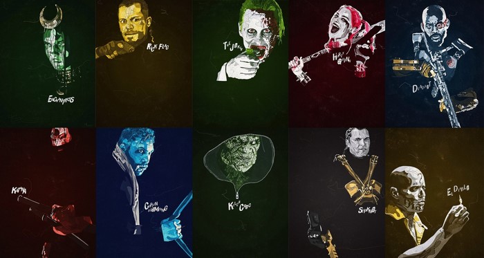 Suicide Squad characters illustrations