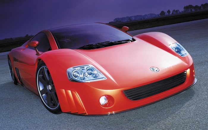 Red Volkswagen W12 Nardo concept car on asphalt