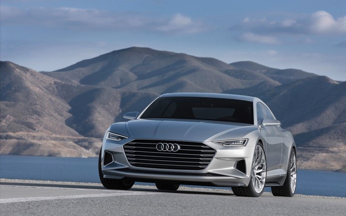 Audi Prologue concept car on a road with mountains