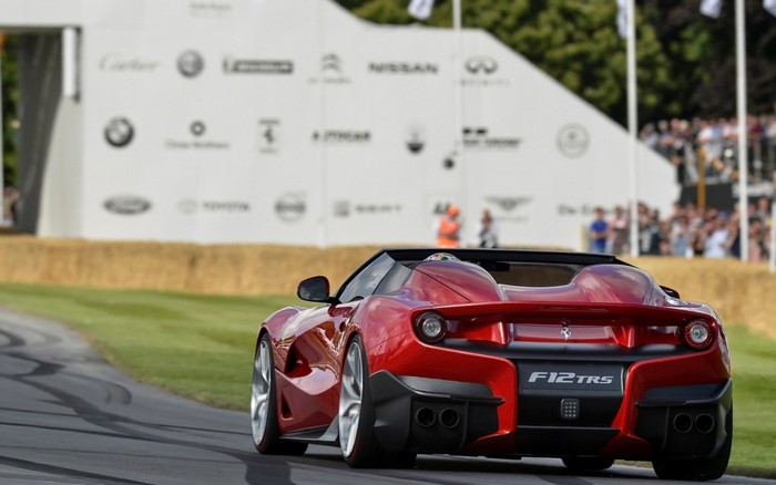 Red Ferrari F12 TRS convertible at Goodwood Festival of Speed