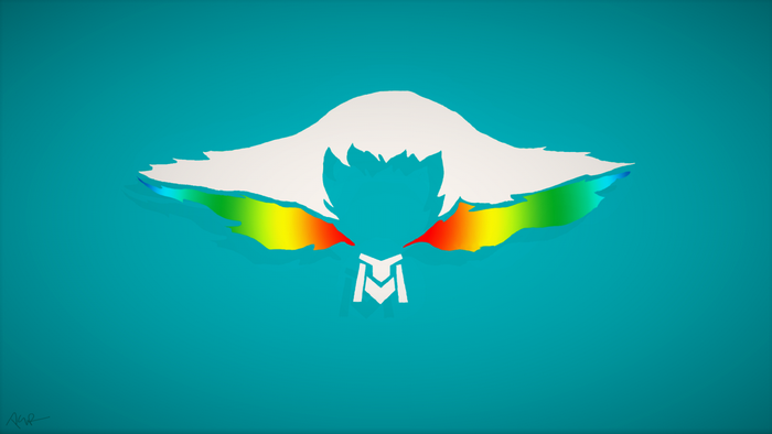 Minimalist logo with rainbow wings