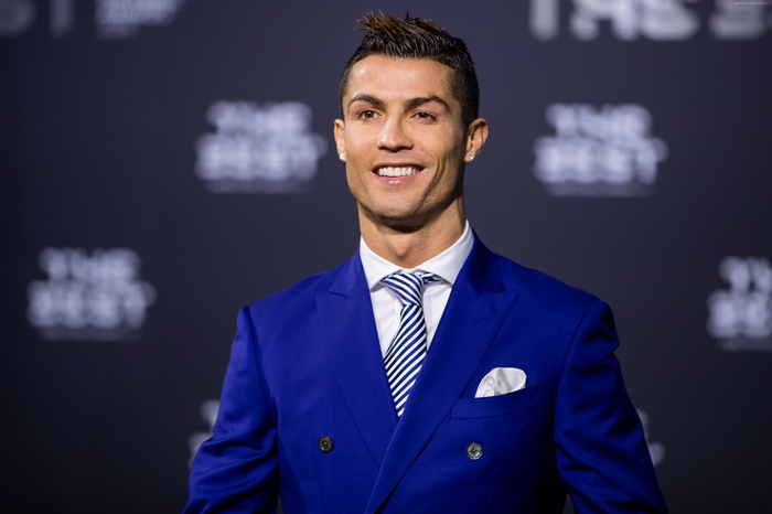 Cristiano Ronaldo in a blue suit