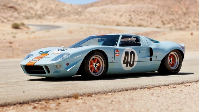 Classic Light Blue Ford GT40 Racing Car