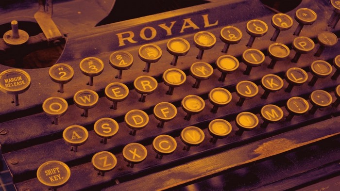 Close-up of a vintage Royal typewriter keyboard