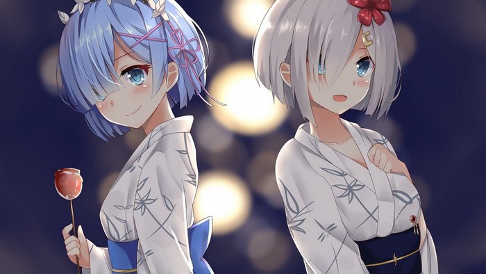 Rem from Re:Zero and Hamakaze from Kantai Collection in Yukatas