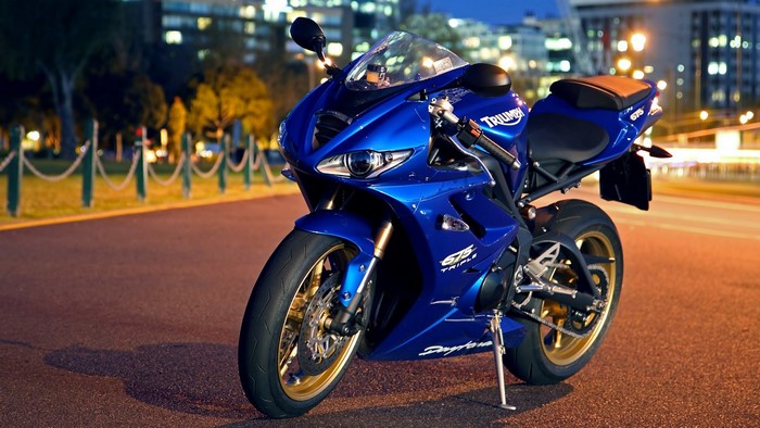 Blue Triumph Daytona 675 Motorcycle
