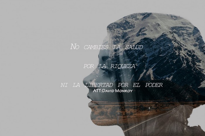 Double exposure portrait with quote by David Monroy