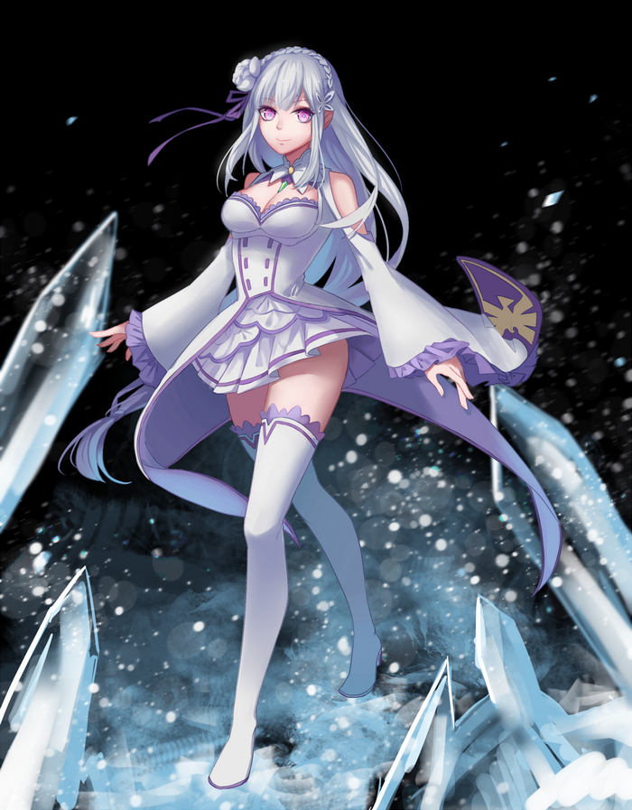 Emilia from Re Zero in Ice Crystal Scene