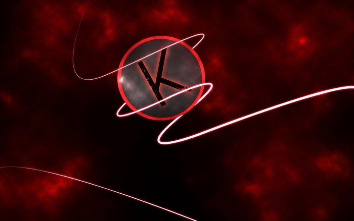 Darkness with red clouds and a circle with K symbol