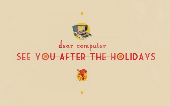 Dear Computer See You After The Holidays Vintage Illustration