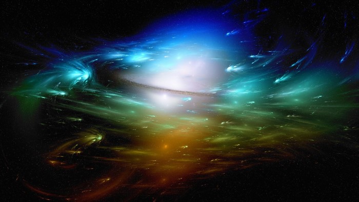 Colorful nebula and galaxy in outer space