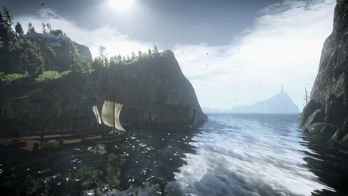 The Witcher 3: Wild Hunt - Fjord with Viking Ships