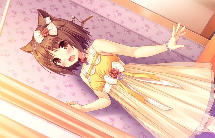 Azuki from Neko Para wearing a yellow dress