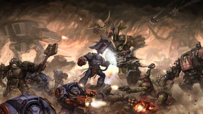 Warhammer 40,000 Battle between Space Marines and Orks