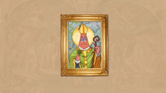 Patrick Star as a Pope in a Painting