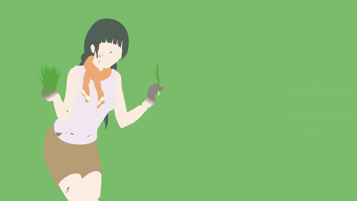 Makoto Kowata from Flying Witch planting rice
