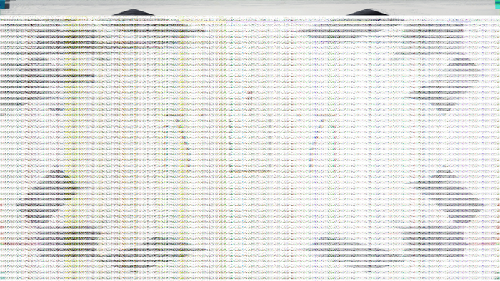 Abstract glitch art illustration with black and white shapes