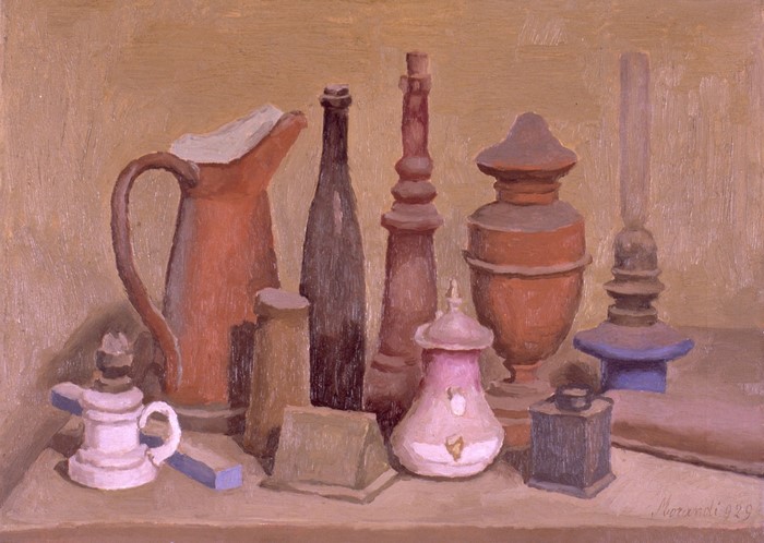 Still life with ceramic objects by Giorgio Morandi