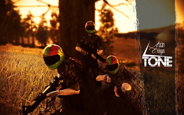 H1Z1 screenshot with three players in helmets