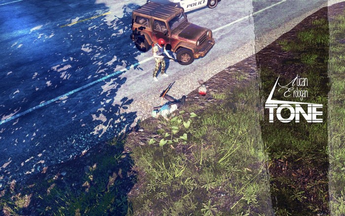 H1Z1 Just Survive screenshot of a police car and downed person
