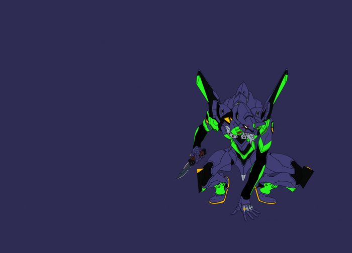 EVA Unit 01 from Neon Genesis Evangelion with a knife