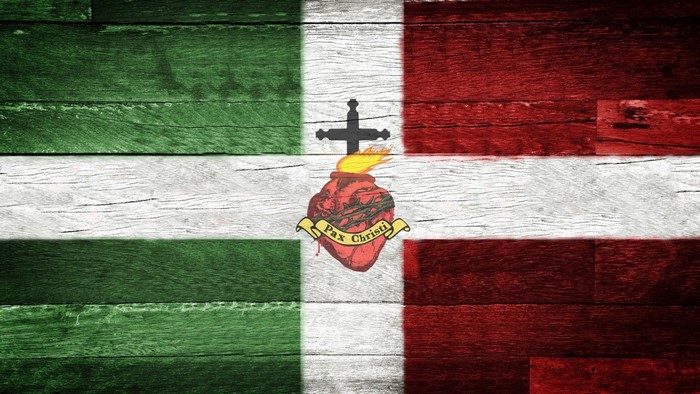 Flag with Sacred Heart of Jesus emblem