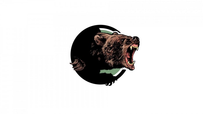 Illustration of a roaring grizzly bear head