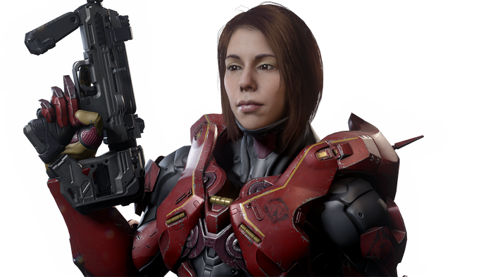 Spartan Vale from Halo 5 Guardians holding a weapon
