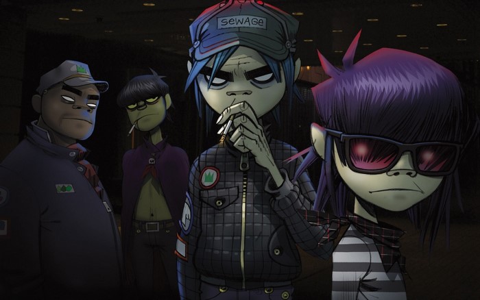 Gorillaz characters in a dark setting