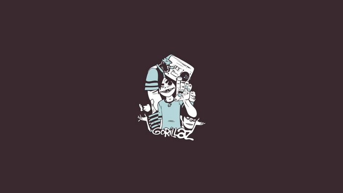 Gorillaz band illustration with boombox
