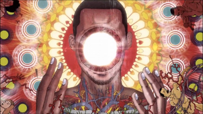 Illustration of a man with a glowing hole in his face