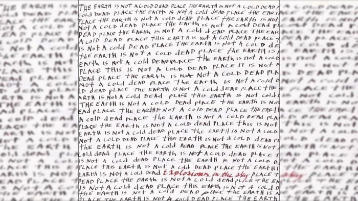 Explosions in the Sky album cover with handwritten text