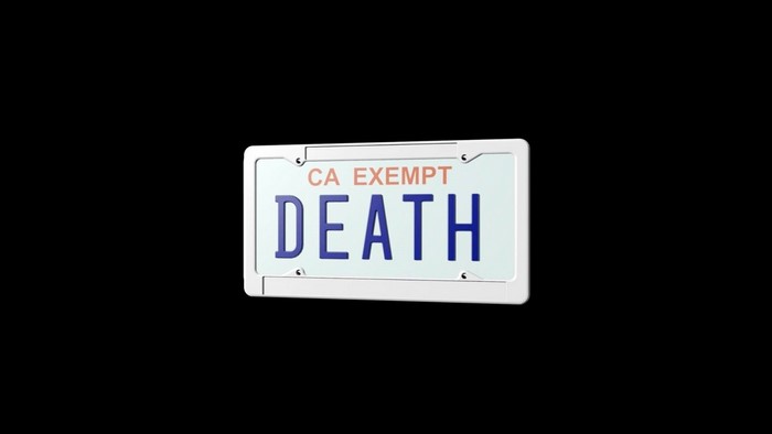 License plate with the word DEATH