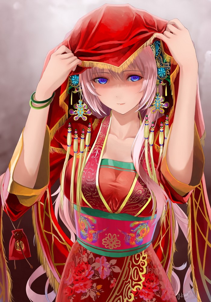 Megurine Luka from Vocaloid in traditional Japanese wedding attire