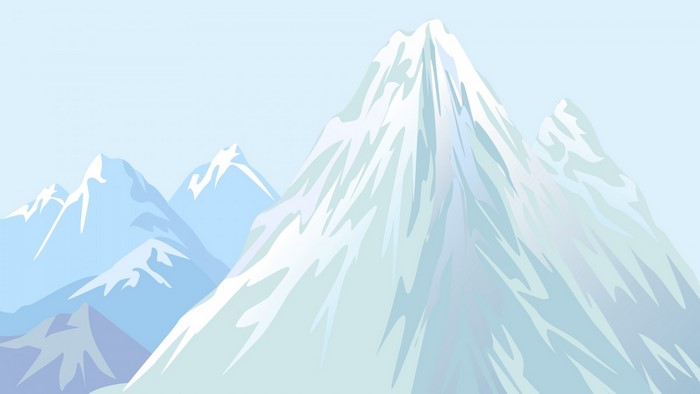 Illustration of snow-capped mountains with a light blue sky
