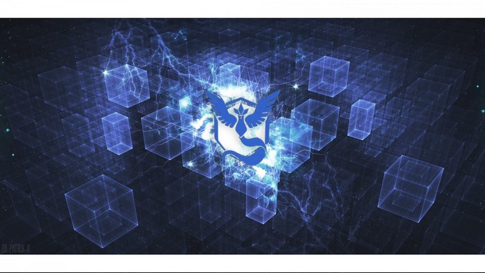 Pokemon Go Team Mystic Emblem with Abstract Cubes
