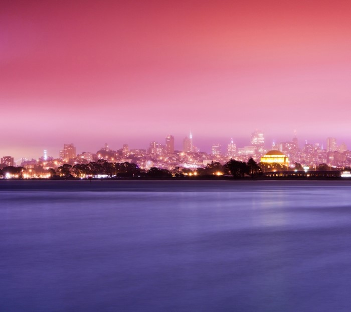 San Francisco skyline at dusk over the bay
