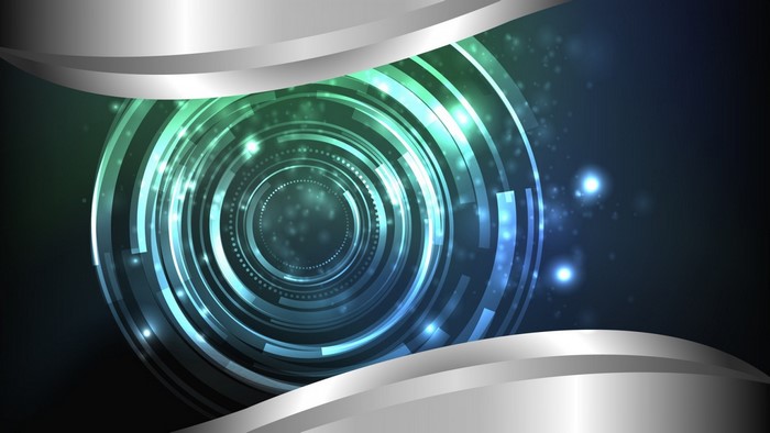 Abstract digital vortex with metallic borders