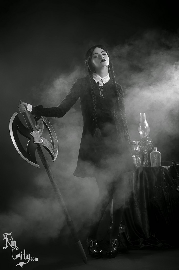 Wednesday Addams with Axe, Katrina Wilkinson Cosplay