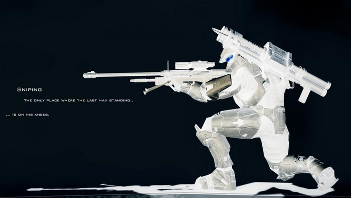 Spartan from Halo with sniper rifle