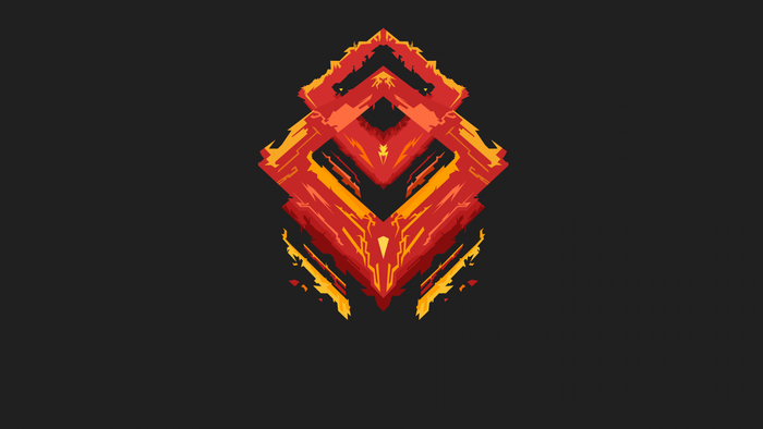 Abstract geometric red and yellow design on black background