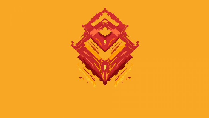 Abstract red and orange geometric design on orange background