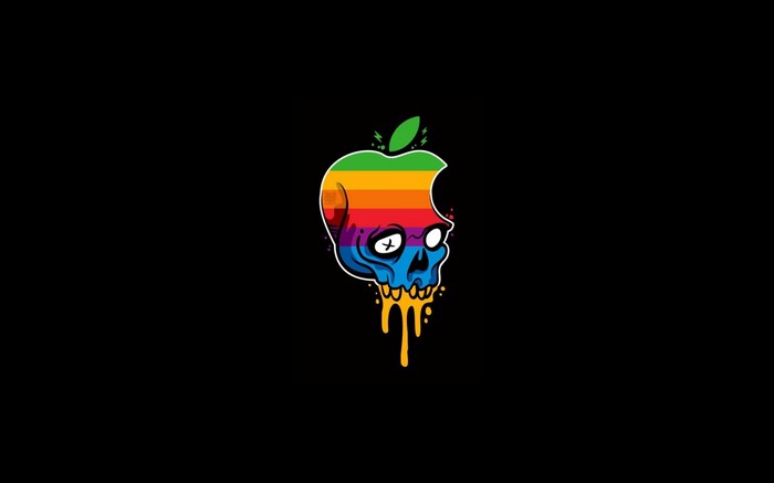 Apple logo skull with rainbow colors