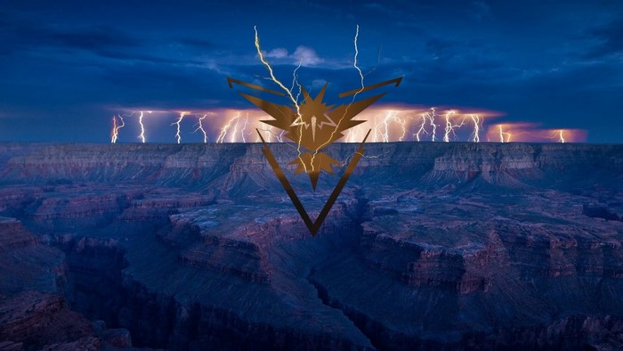 Team Instinct logo over Grand Canyon with lightning