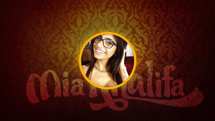 Mia Khalifa portrait with ornate background