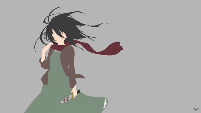 Mikasa Ackerman from Attack on Titan minimalist illustration